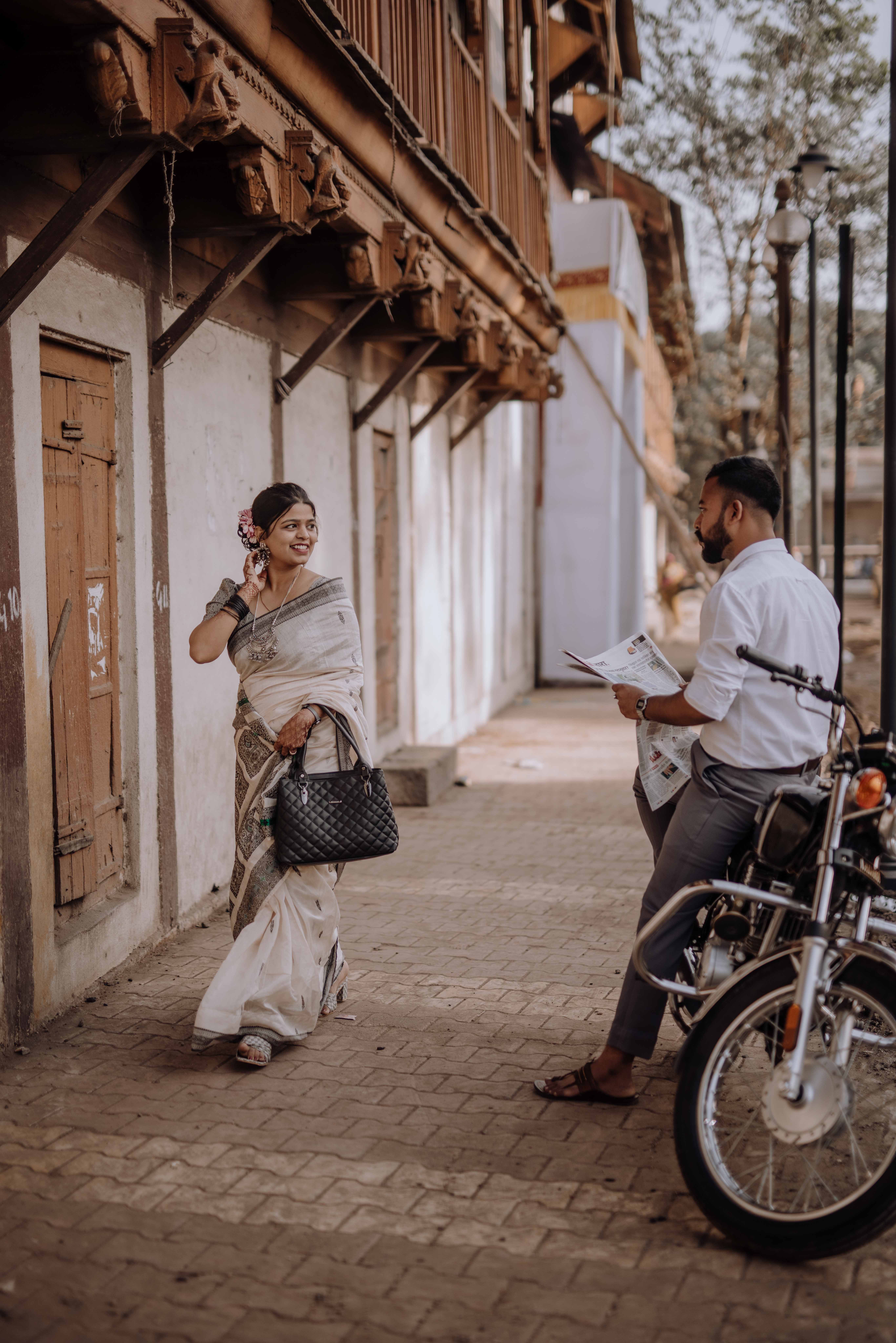 Ashutosh and Neha pre-wedding shoot Rajwada Satara - natural moments